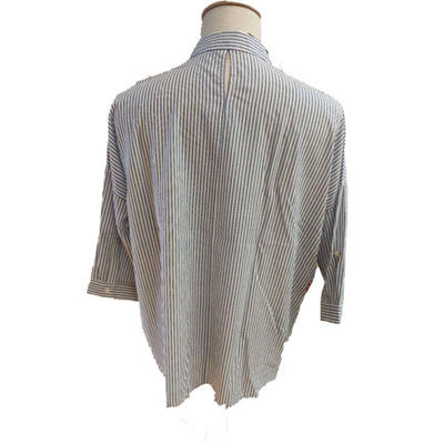 Embroidery Ladies Cotton Blue And White Striped Blouse